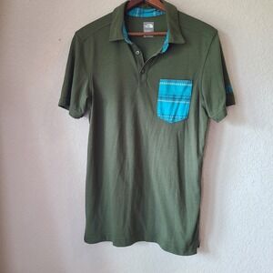 The North Face Polo Shirt Mens Medum Green Aztec Flash Dry Golf‎ Performance
